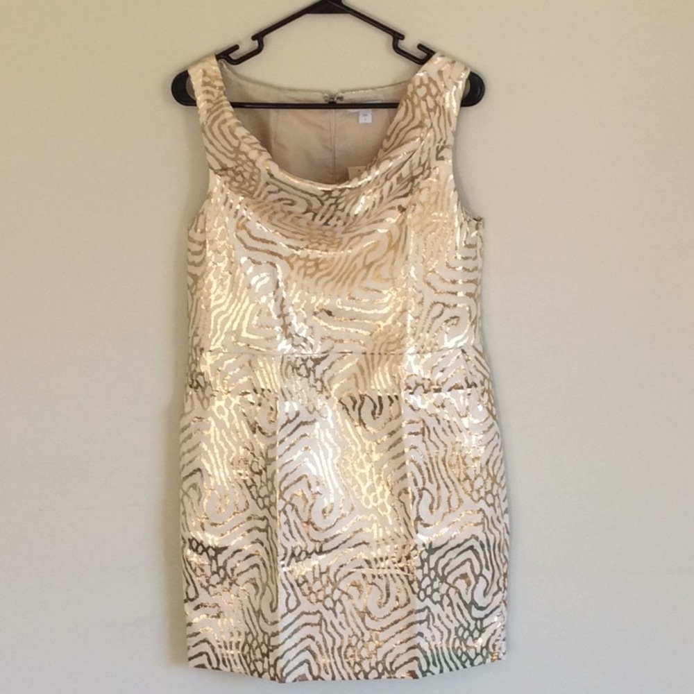 Gold detailed, cowl neck dress